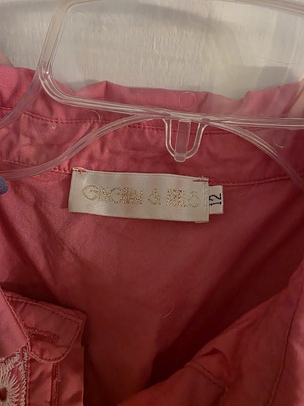 Pink Eyelet Shirt Dress with Tie Waist - Picture 3 of 6